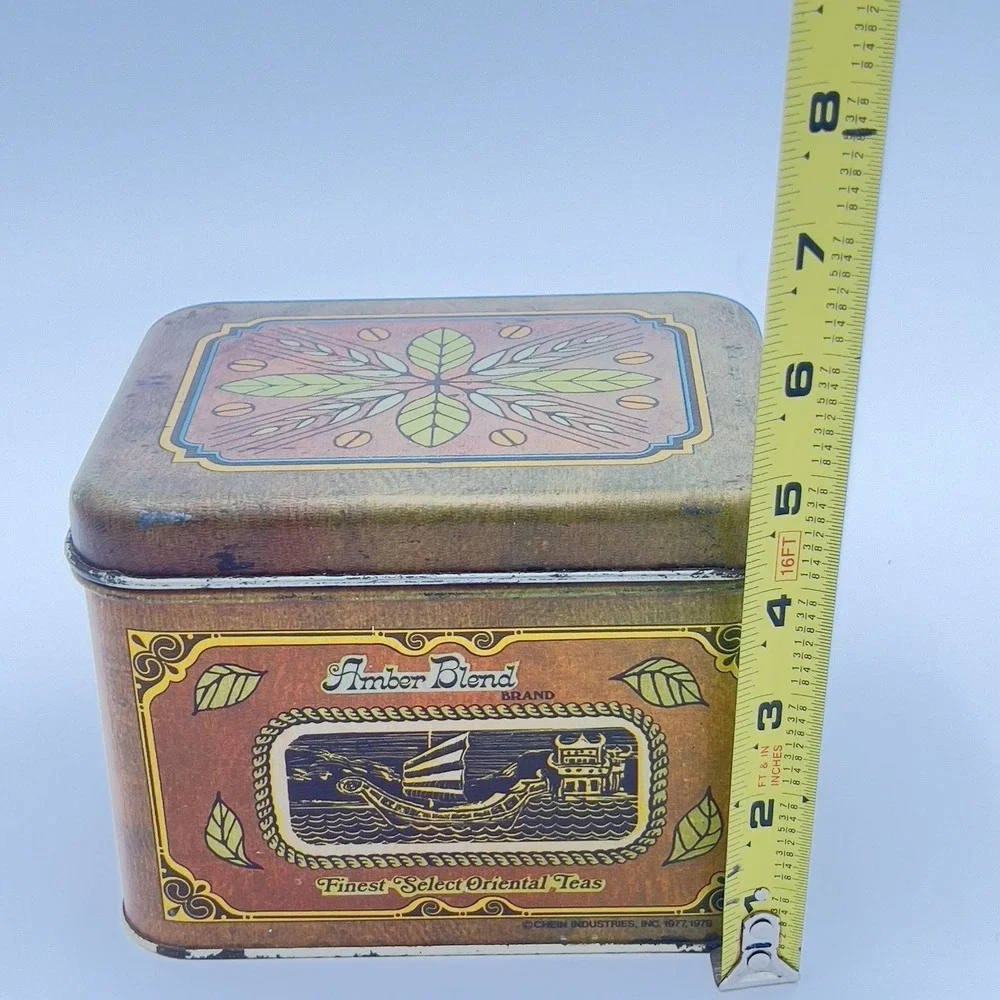 Cheinco Tin Tea‎ Canister  Tea Retro 70s 80s Lid Amber Blend Brass